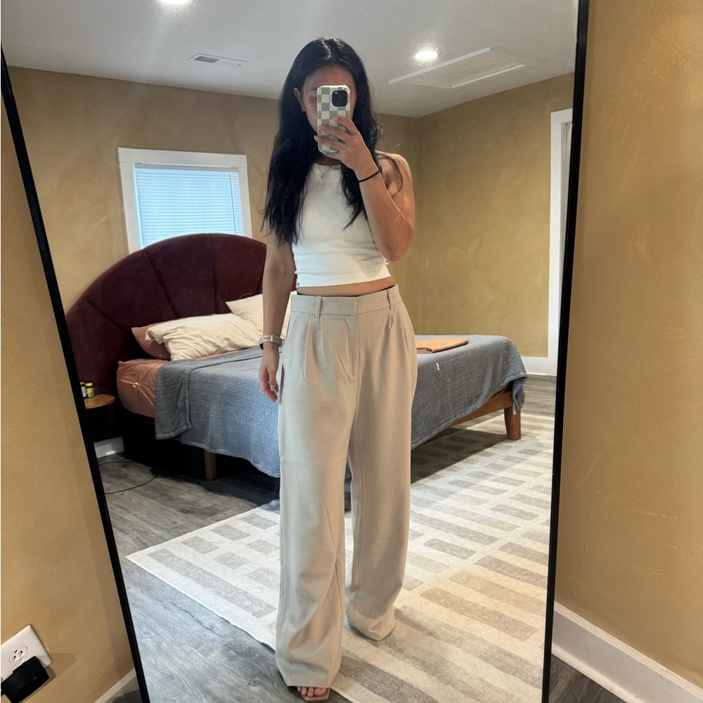 Abercrombie Light Beige Wide-Leg Pants